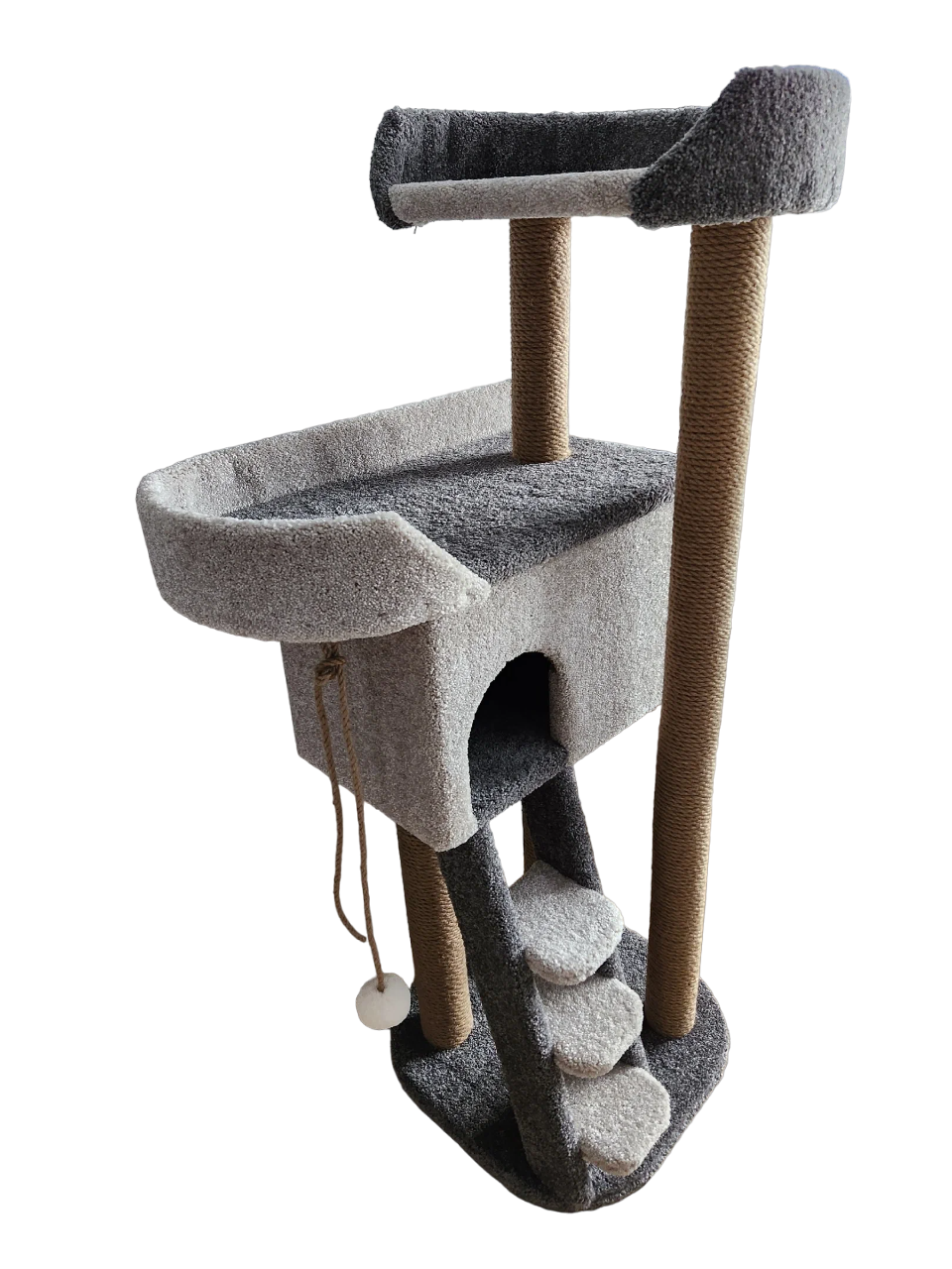 Комплекс для кошек Моя Котя Титаник, серо-серебристый, ковролин, дсп, джут, высота 140 см
