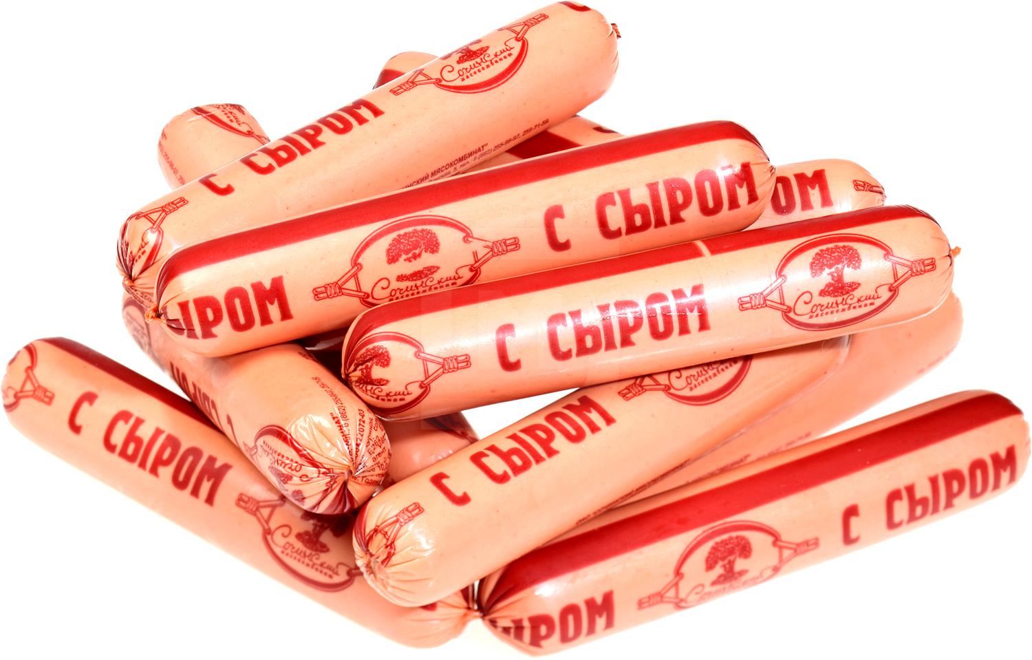 

Сосиски Сочинский мясокомбинат с сыром 500 г
