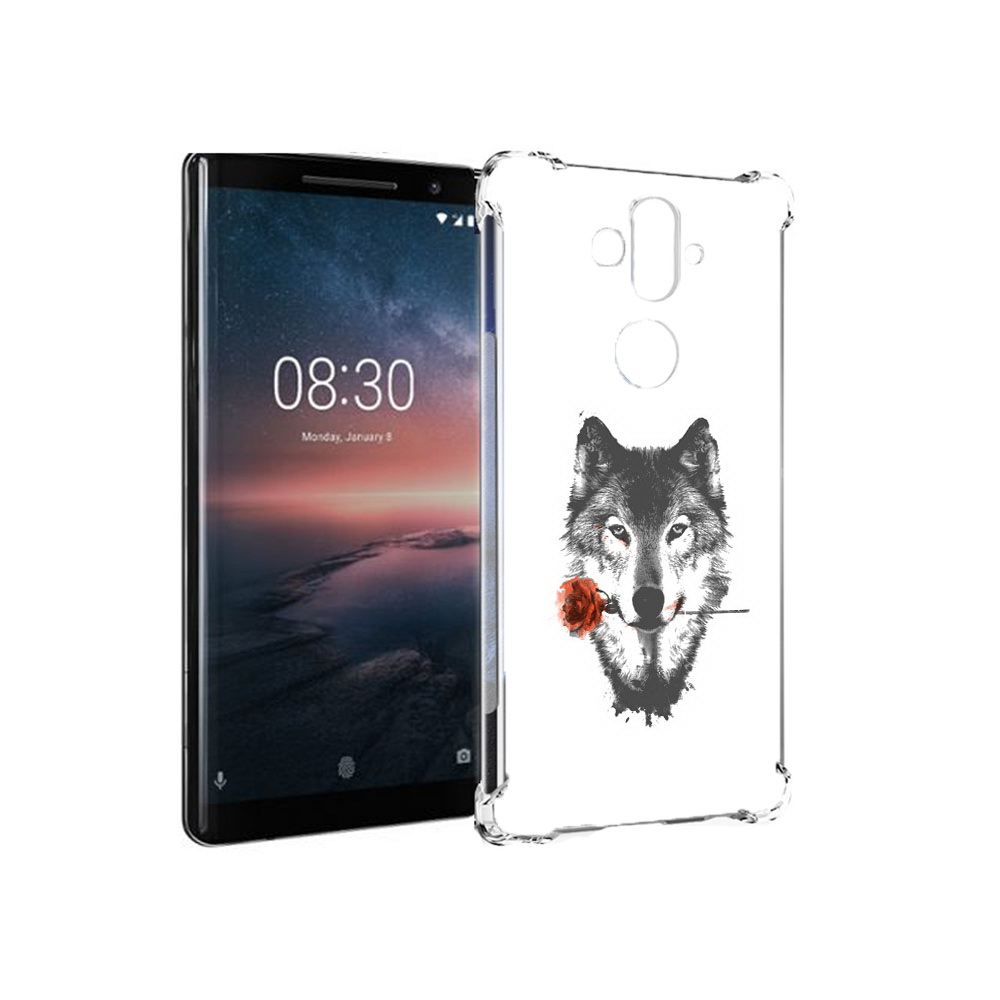 

Чехол MyPads Tocco для Nokia 8 Sirocco волк с розой (PT101581.91.270), Прозрачный, Tocco