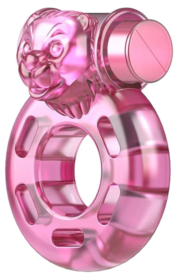 Розовое эрекционное виброкольцо Pink Bear Baile