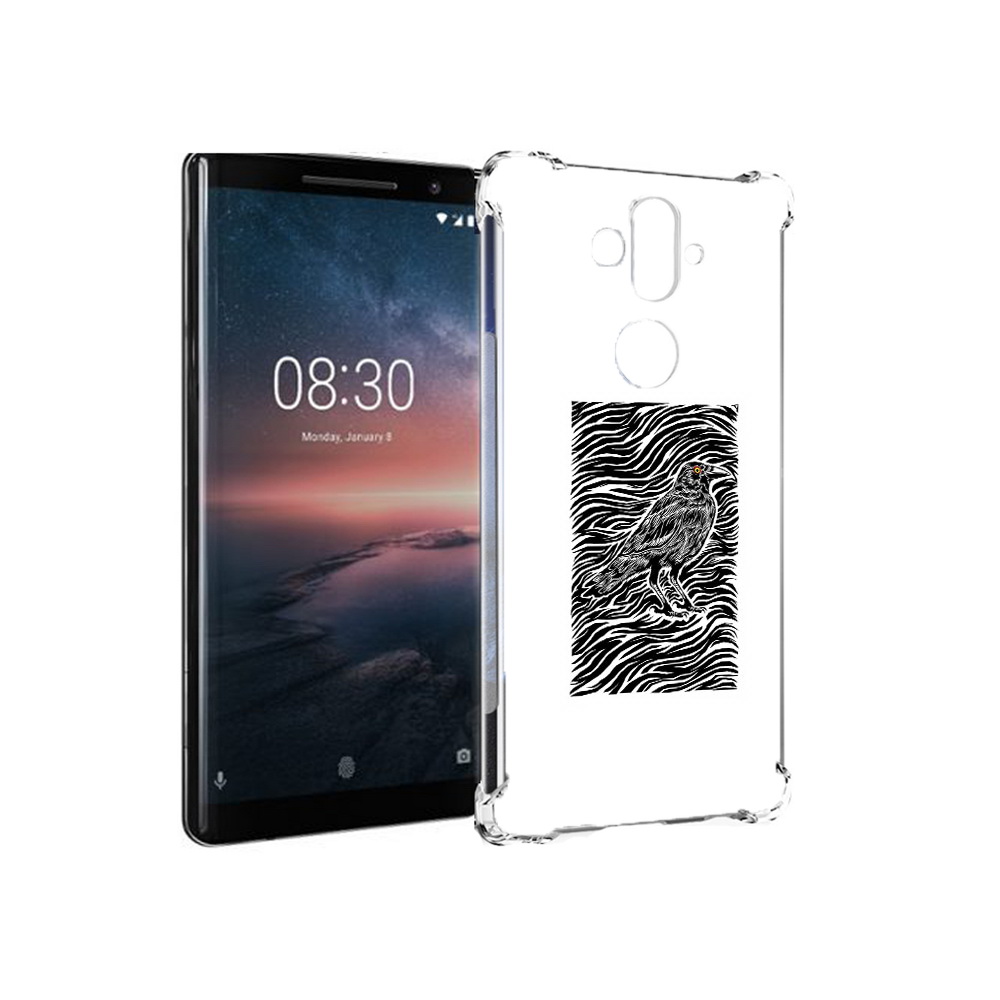 

Чехол MyPads Tocco для Nokia 8 Sirocco ворон в абстракции (PT101581.91.272), Прозрачный, Tocco