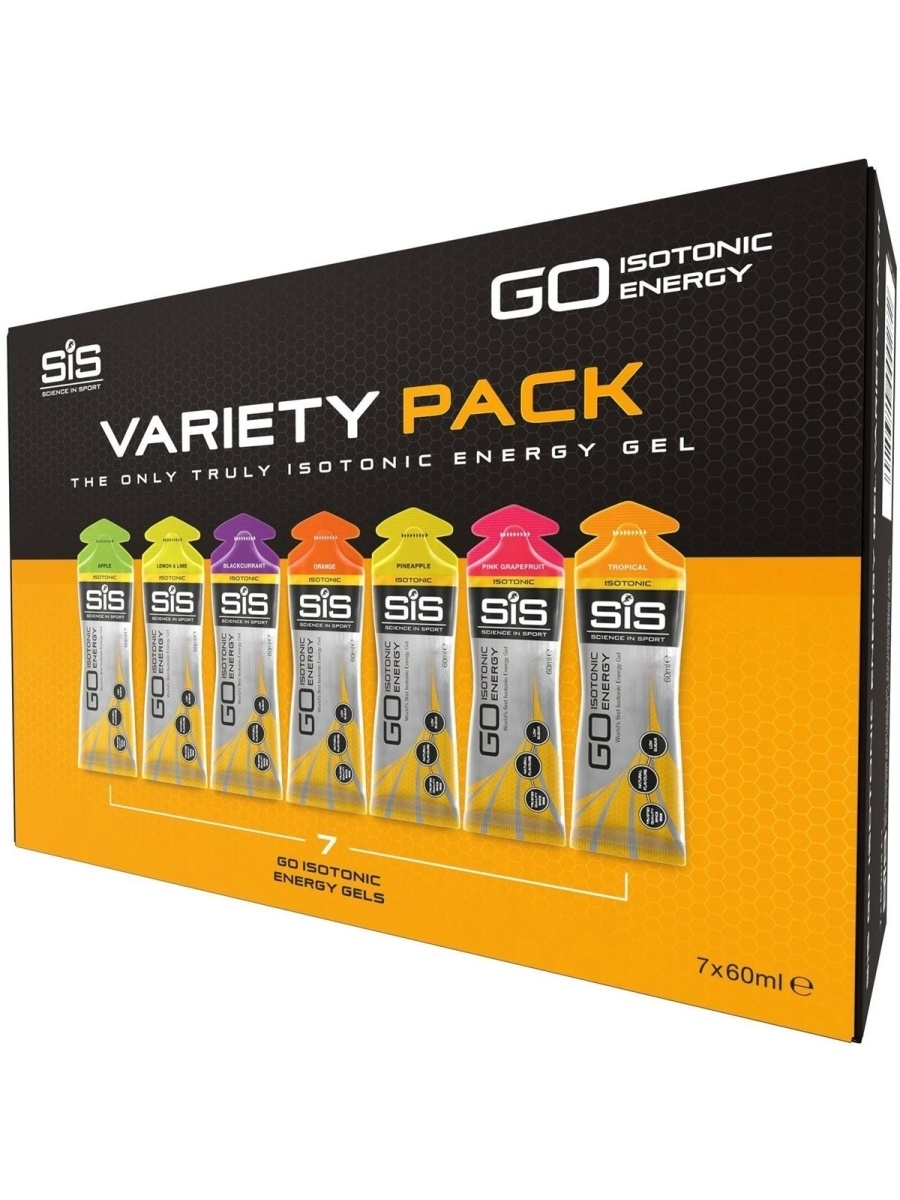 Набор изотонических гелей SiS, Variety Pack GO Isotonic Energy Gels, 7шт разных вкусов