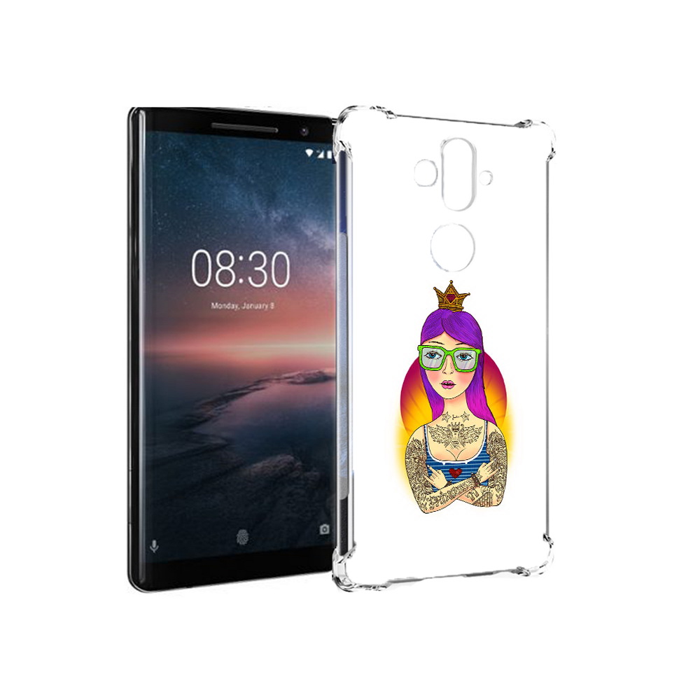 

Чехол MyPads Tocco для Nokia 8 Sirocco девушка в татуировках с короной (PT101581.91.305), Прозрачный, Tocco