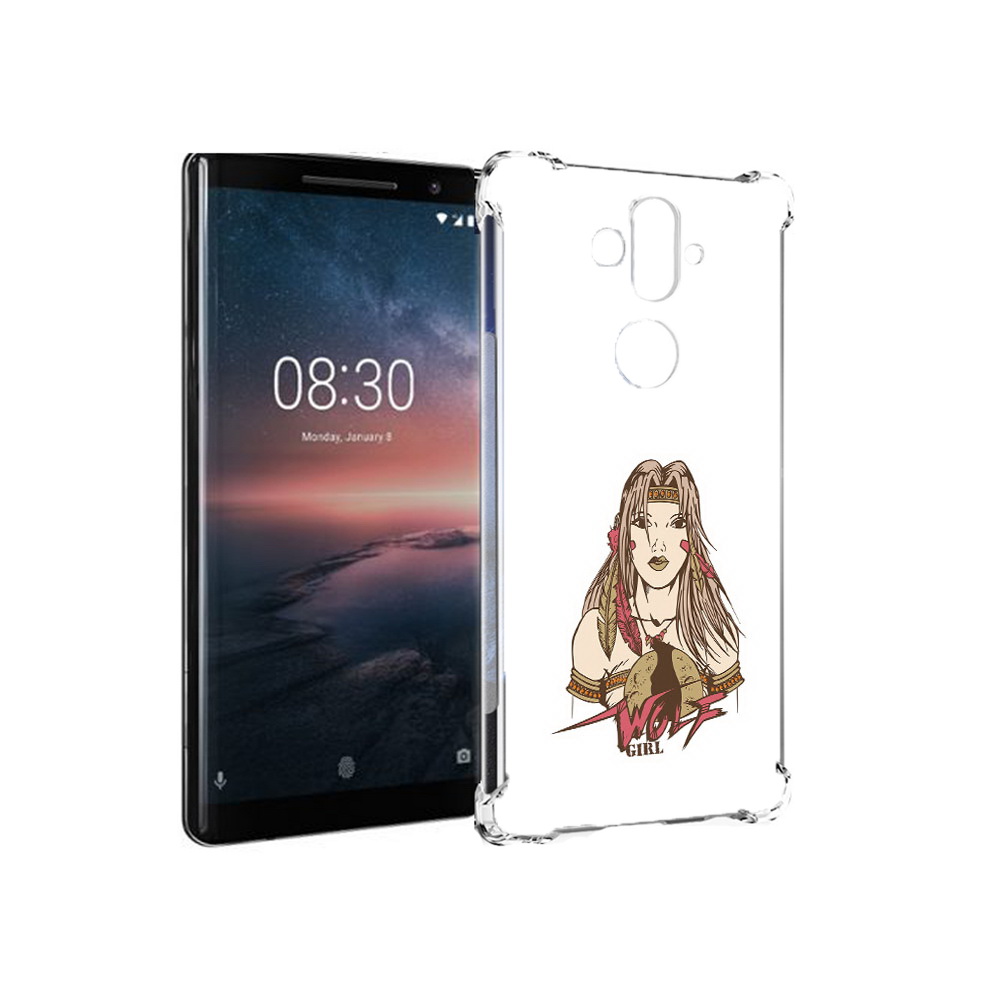 

Чехол MyPads Tocco для Nokia 8 Sirocco девушка волк (PT101581.91.306), Прозрачный, Tocco