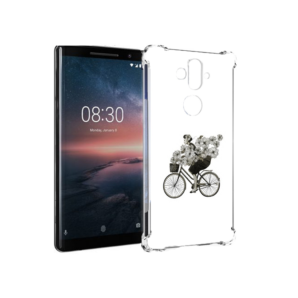 Чехол MyPads Tocco для Nokia 8 Sirocco девушка на велосипеде с цветами (PT101581.91.307)