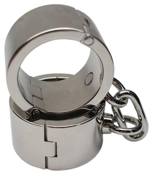 Серебристые металлические гладкие наручники Eroticon