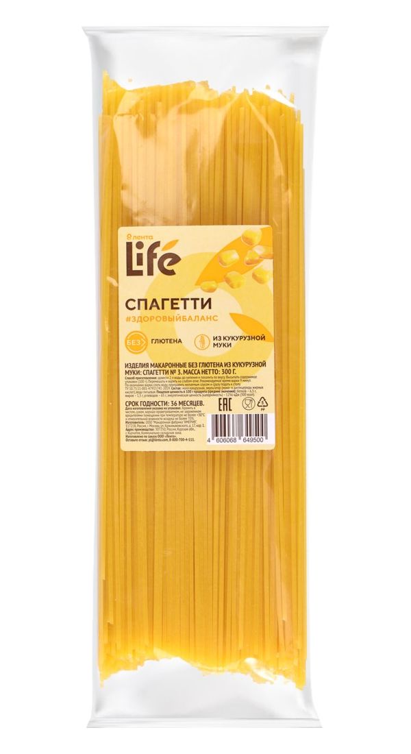 Макаронные изделия Лента Life Спагетти кукурузные 300 г