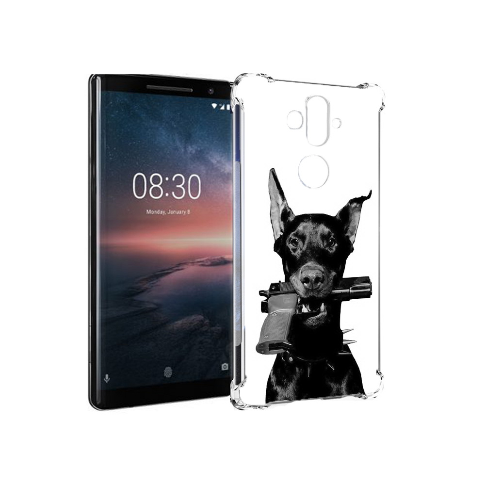 Чехол MyPads Tocco для Nokia 8 Sirocco доберман с пистолетом (PT101581.91.331)
