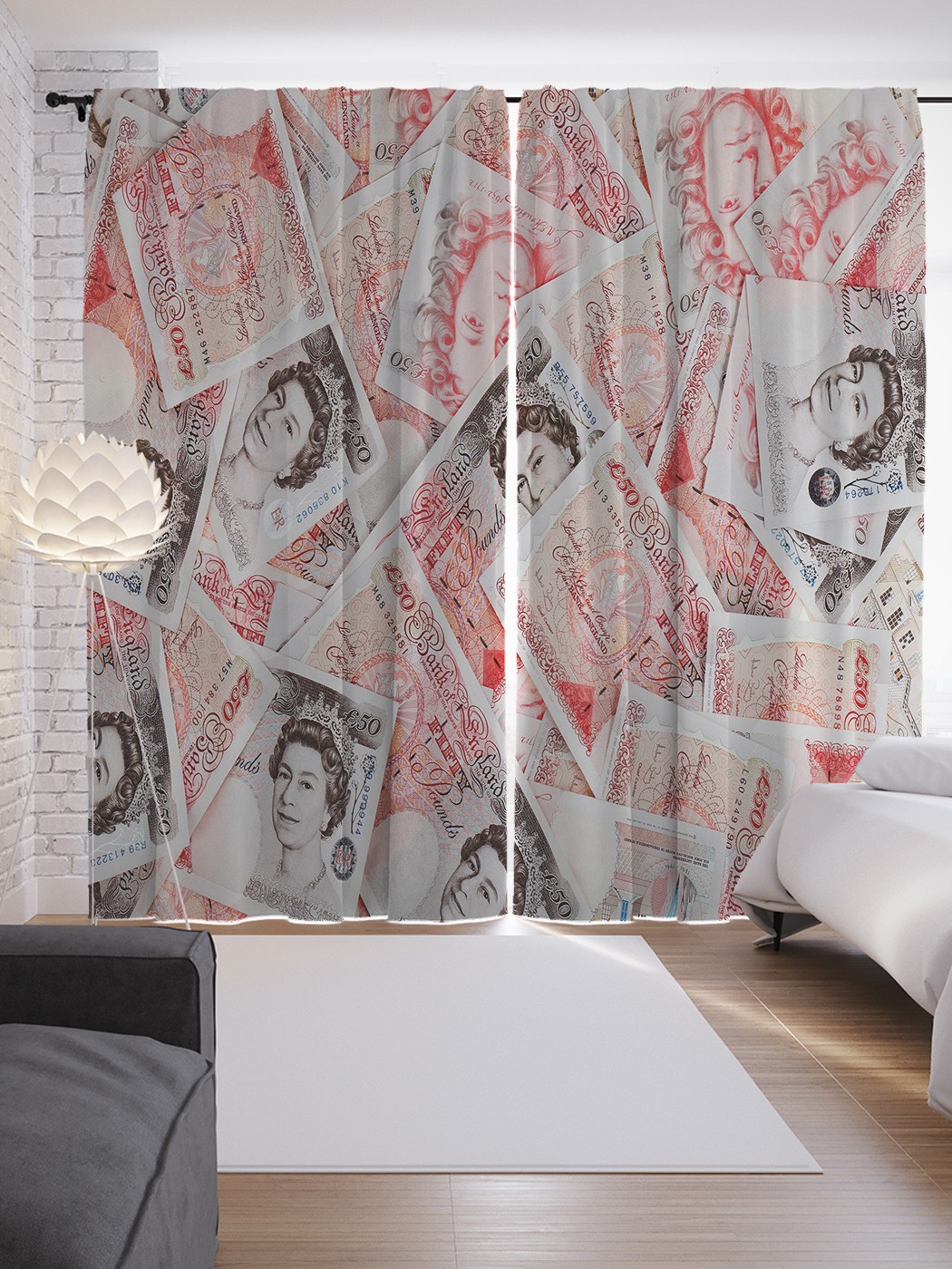 

Шторы JoyArty с фотопечатью "50 фунтов стерлингов" из сатена, 290х265 см, 50 фунтов стерлингов