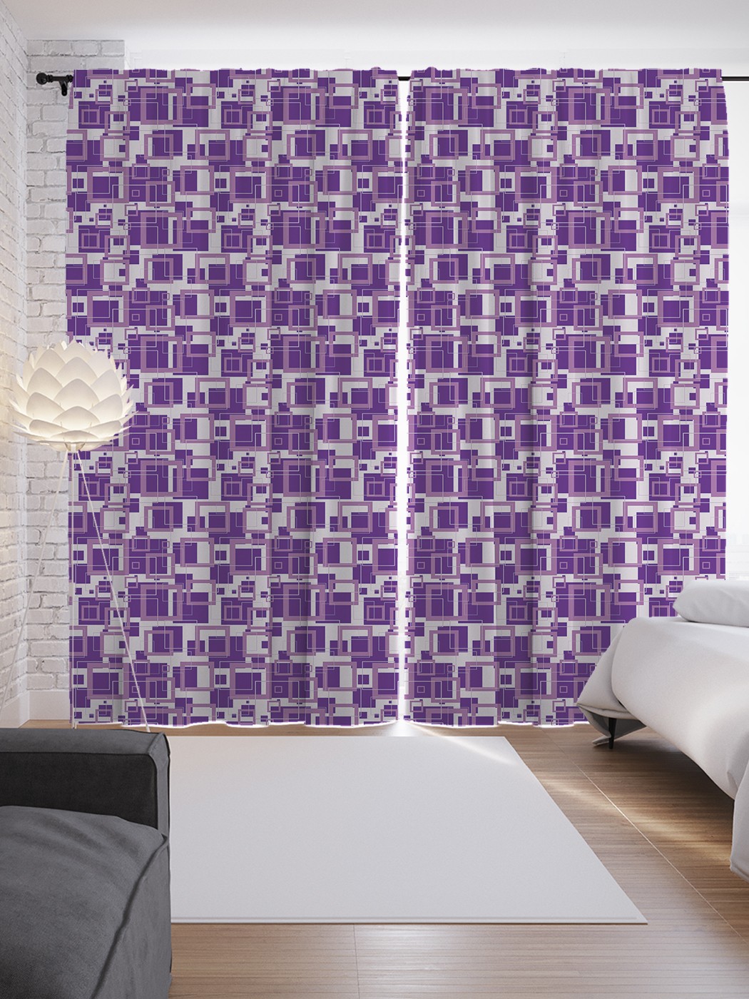 

Шторы JoyArty с фотопечатью "Нагромождение квадратов" из сатена, 290х265 см, Нагромождение квадратов