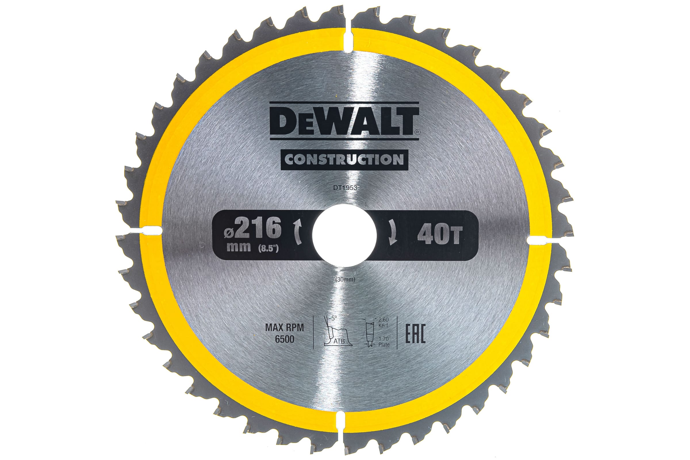 

Диск пильный DeWalt 216х30х40 CONSTRUCTION (DT1953)