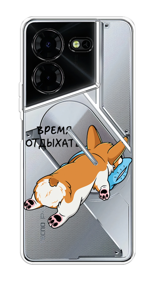 

Чехол на Tecno Pova 5 Pro 5G "Корги отдыхает", Черный;коричневый;голубой, 304550-1