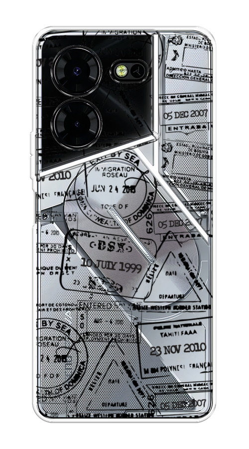 

Чехол на Tecno Pova 5 Pro 5G "Visa stamps 2", Белый;черный;серый, 304550-1