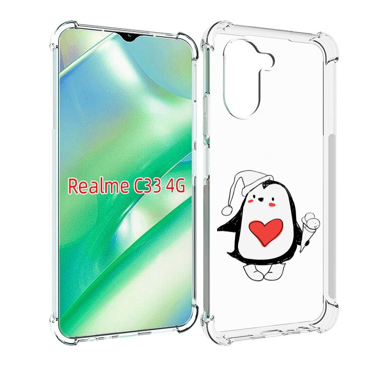 

Чехол MyPads Пингвин с мороженым для Realme C33 4G, Прозрачный, Tocco