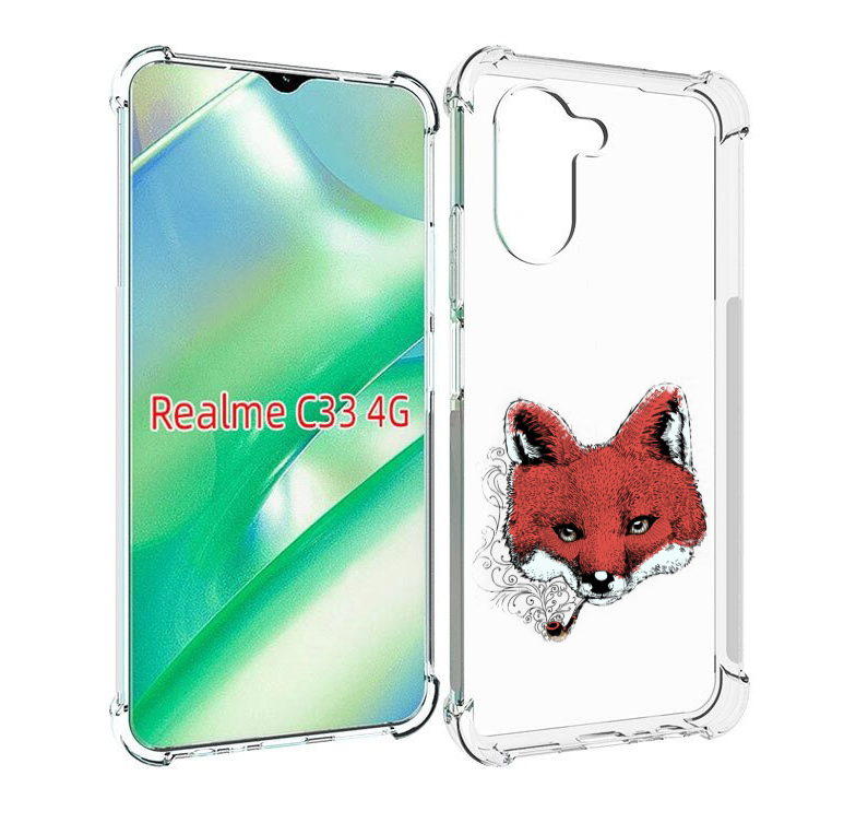 

Чехол MyPads Лис с трубкой для Realme C33 4G, Прозрачный, Tocco