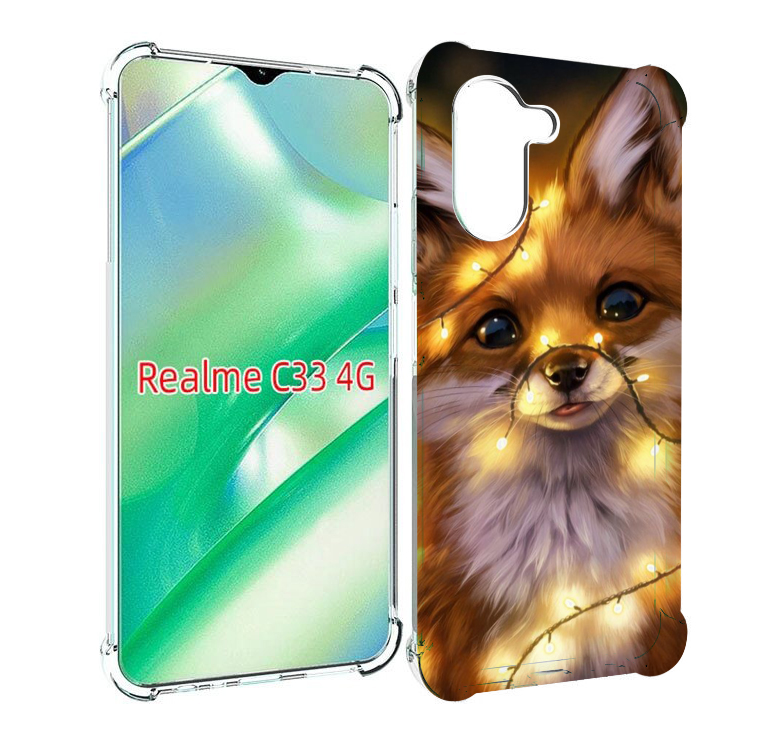 Чехол MyPads Лисенок-в-гирлянде для Realme C33 4G