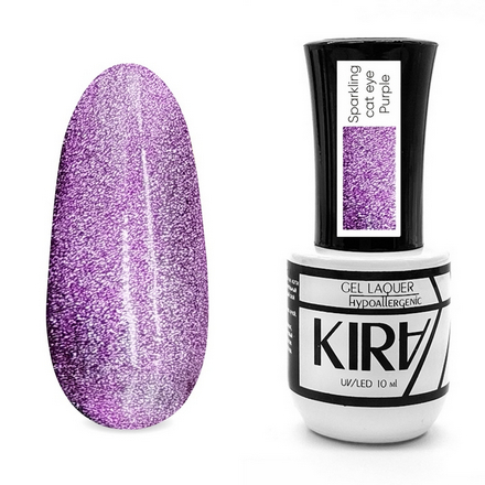 фото Гель-лак kira кошачий глаз purple