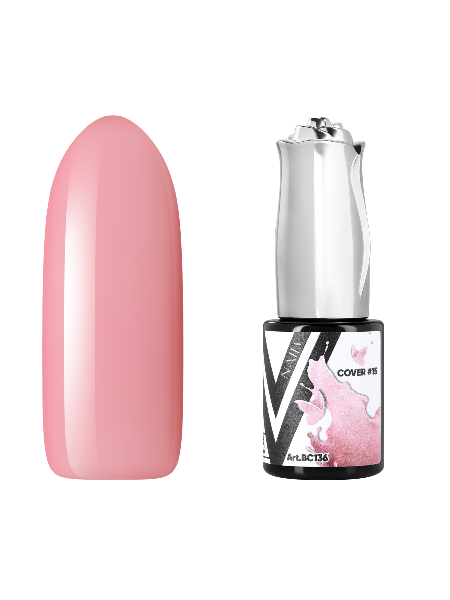 База Vogue Nails Strong Cover камуфлирующая пудрово-розовая полупрозрачная 10 мл