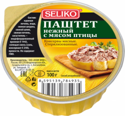 

Паштет Seliko нежный с мясом птицы 100 г
