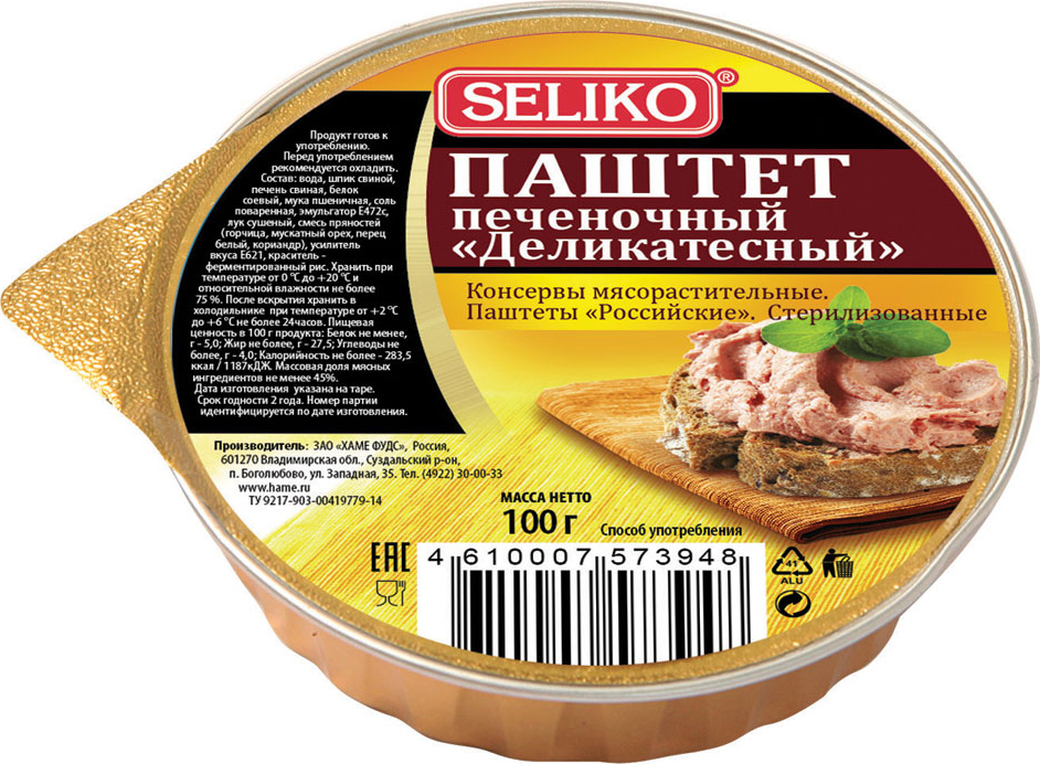 

Паштет Seliko печеночный Деликатесный 100 г