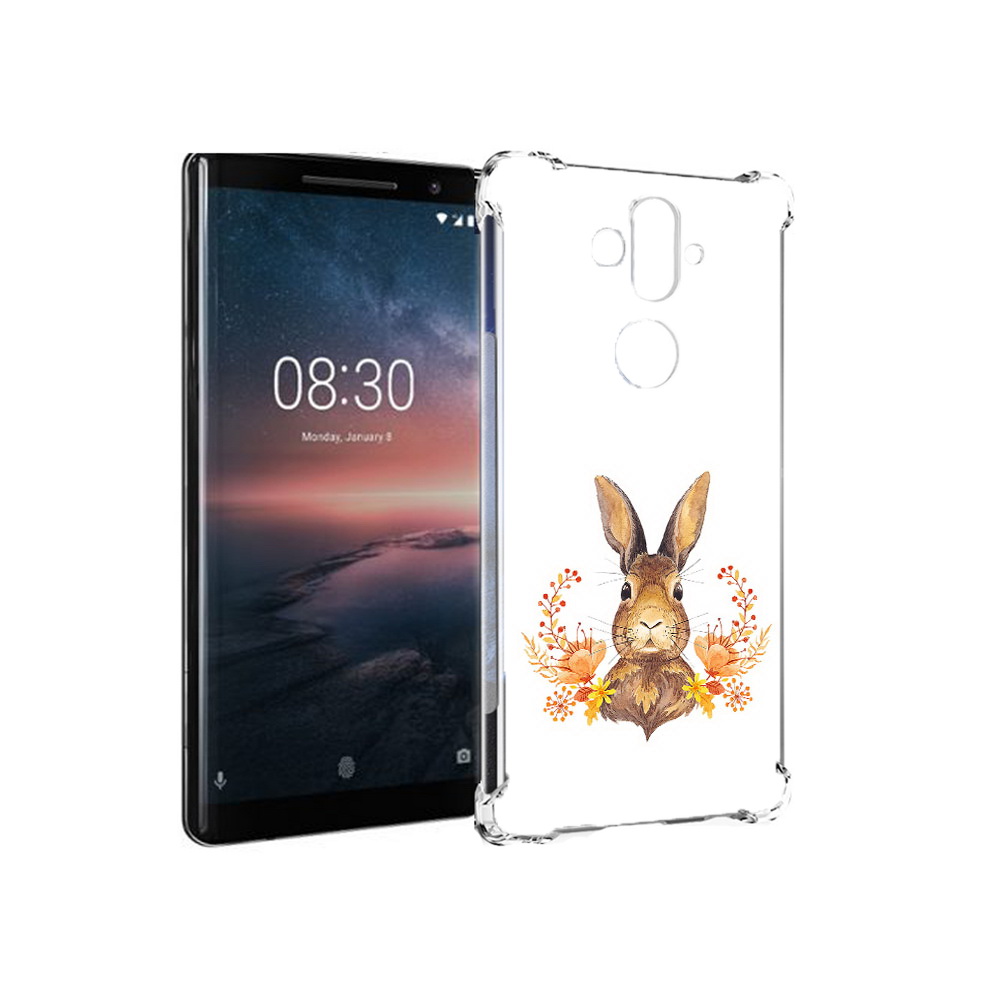 

Чехол MyPads Tocco для Nokia 8 Sirocco зайка в цветах (PT101581.91.349), Прозрачный, Tocco
