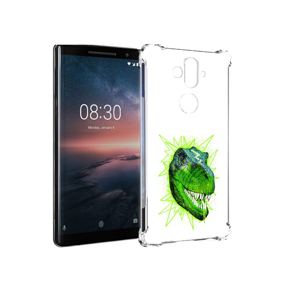 

Чехол MyPads Tocco для Nokia 8 Sirocco зеленый динозавр (PT101581.91.358), Прозрачный, Tocco
