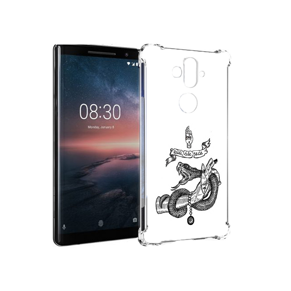 

Чехол MyPads Tocco для Nokia 8 Sirocco змея на руке рисунок (PT101581.91.366), Прозрачный, Tocco