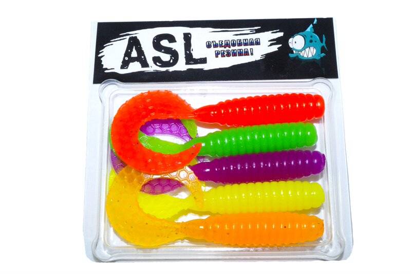 

Силиконовая приманка ASL Твистер 75 мм, mix 3, 5 шт., Твистер