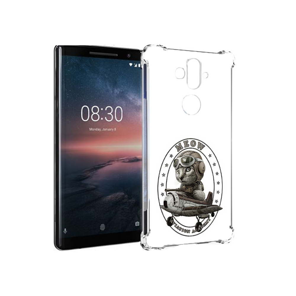 

Чехол MyPads Tocco для Nokia 8 Sirocco кот в самолете (PT101581.91.395), Прозрачный, Tocco