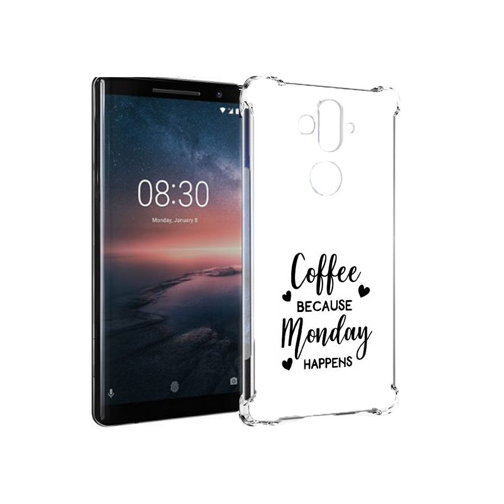

Чехол MyPads Tocco для Nokia 8 Sirocco кофе и понедельник стал счастливым, Прозрачный, Tocco