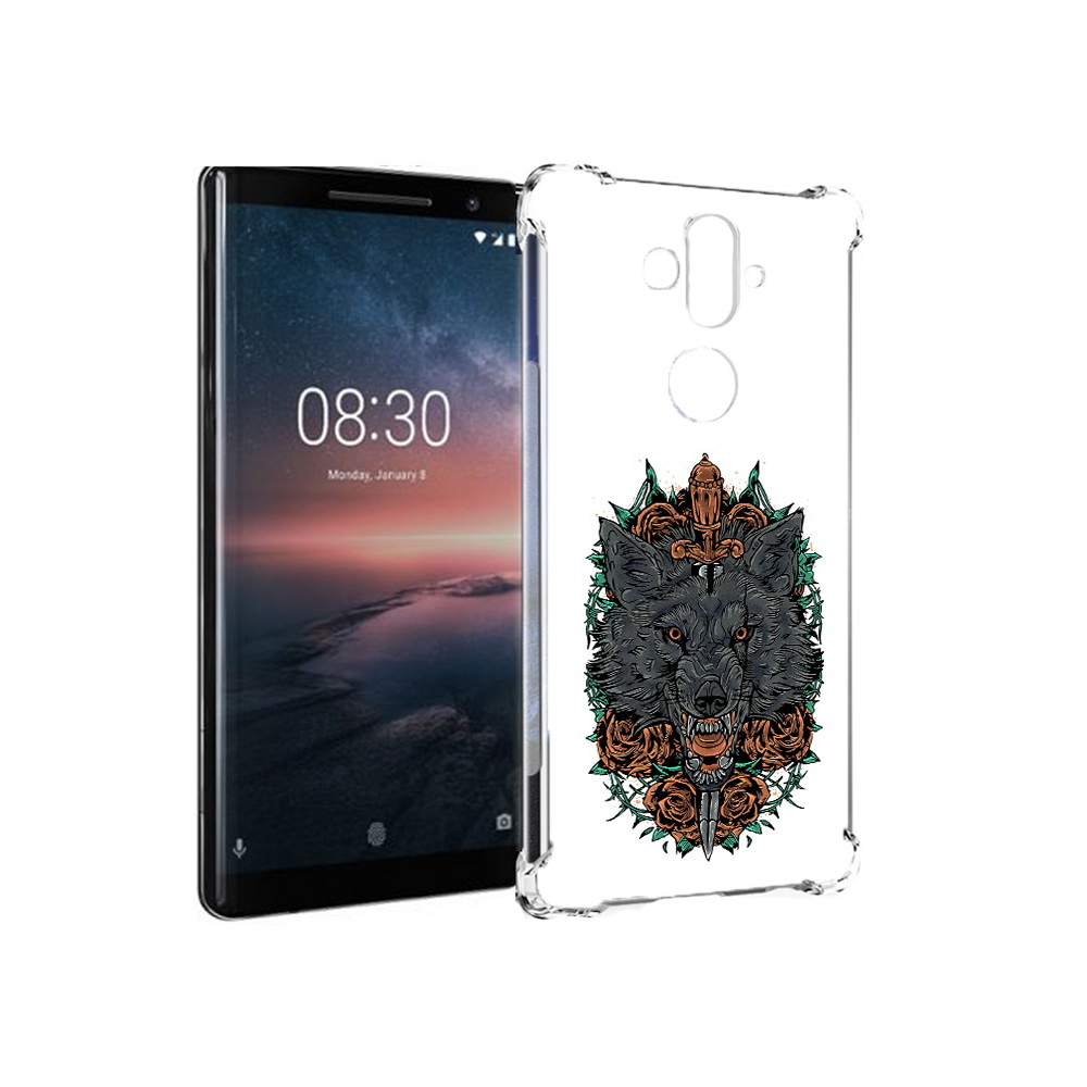 

Чехол MyPads Tocco для Nokia 8 Sirocco красивый злой волк (PT101581.91.409), Прозрачный, Tocco