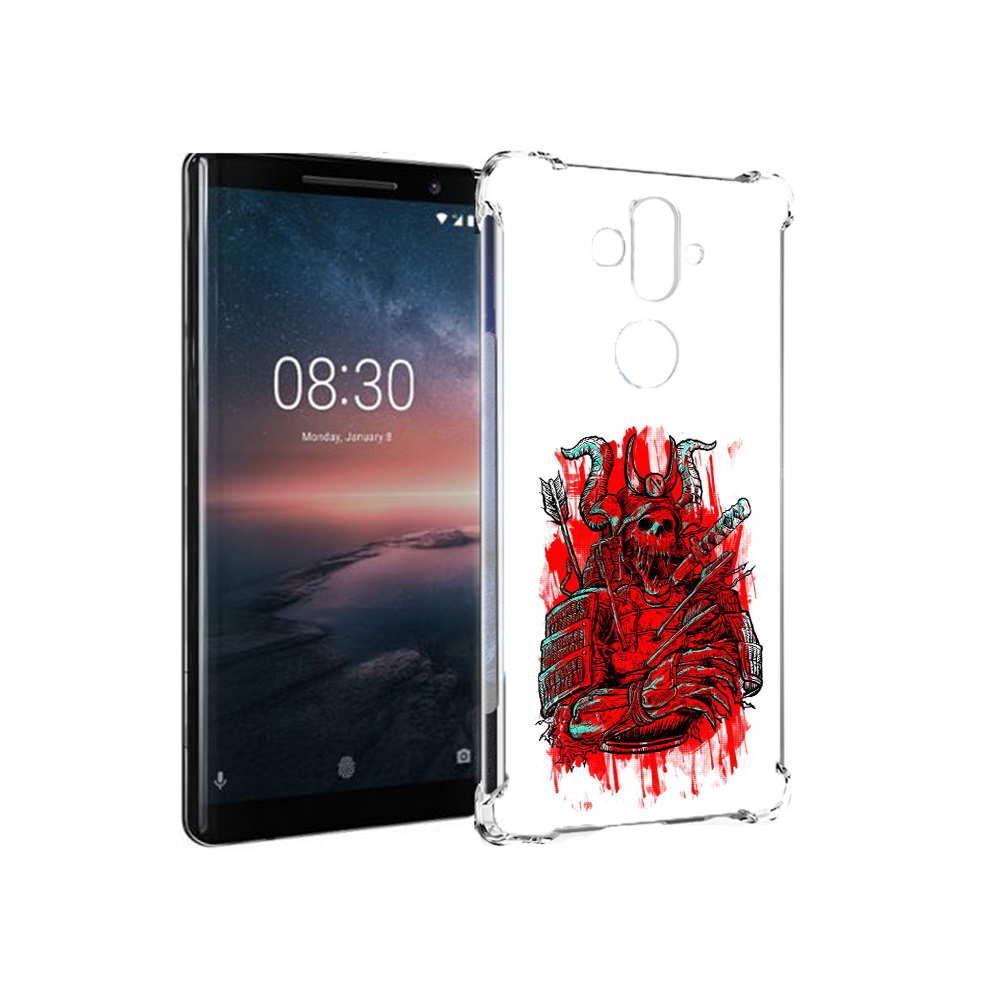 

Чехол MyPads Tocco для Nokia 8 Sirocco красный скелет воин (PT101581.91.413), Прозрачный, Tocco