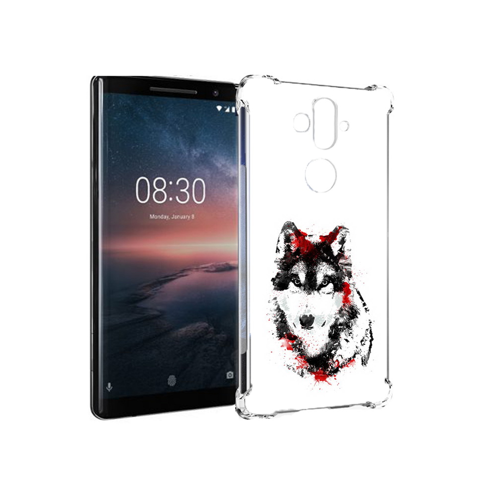 

Чехол MyPads Tocco для Nokia 8 Sirocco кровавый волк (PT101581.91.416), Прозрачный, Tocco