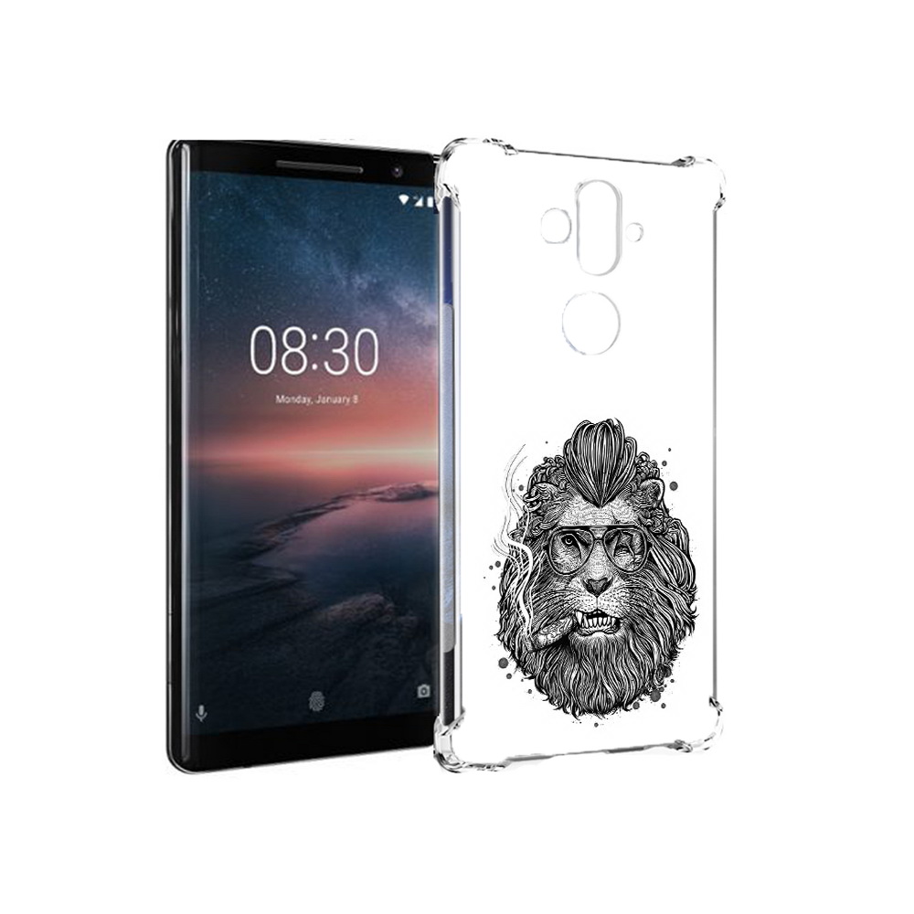 

Чехол MyPads Tocco для Nokia 8 Sirocco курящий лев (PT101581.91.432), Прозрачный, Tocco