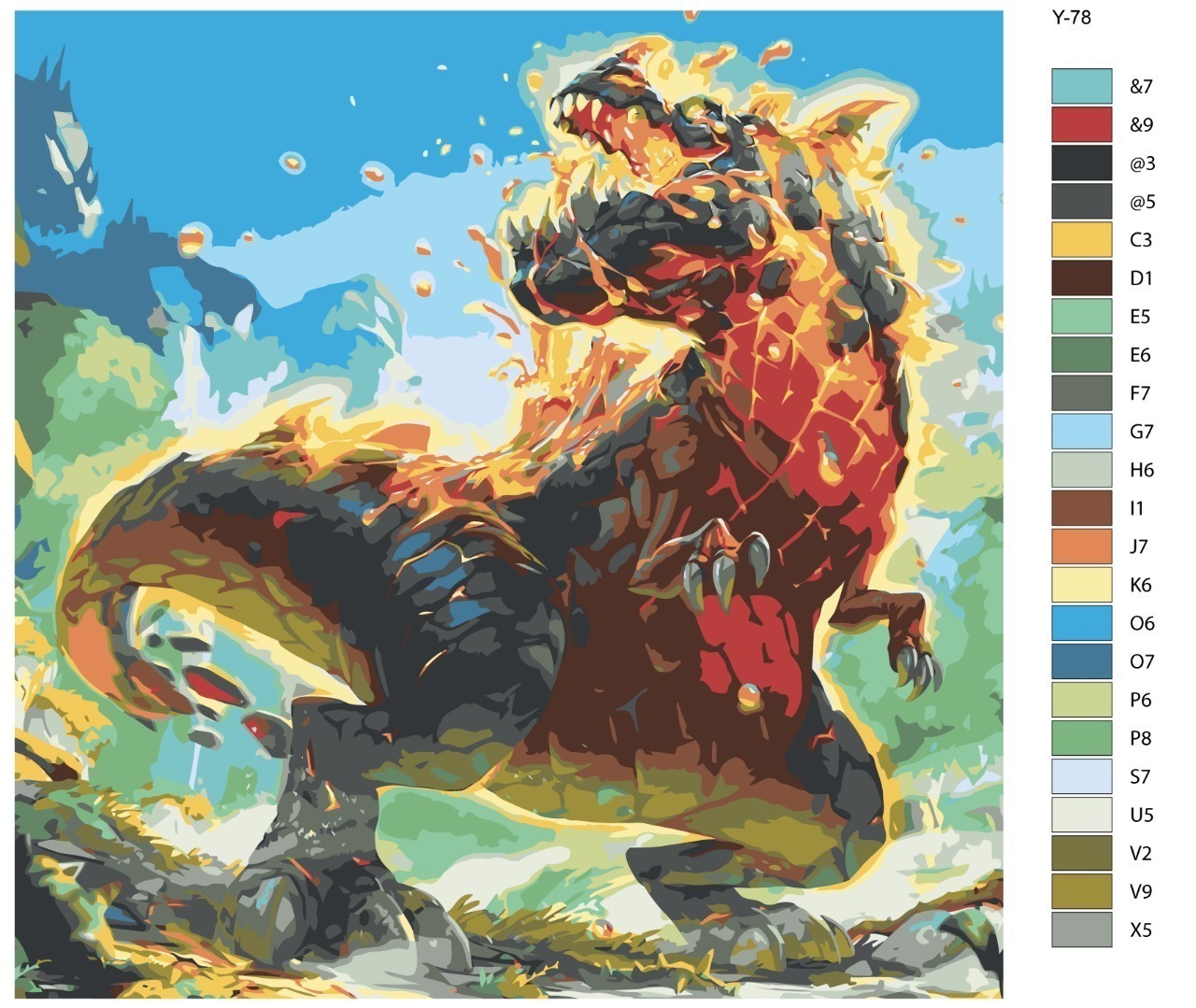 

Картина по номерам BRUSHES-PAINTS Y-78, Тираннозавр из лавы - Динозавр