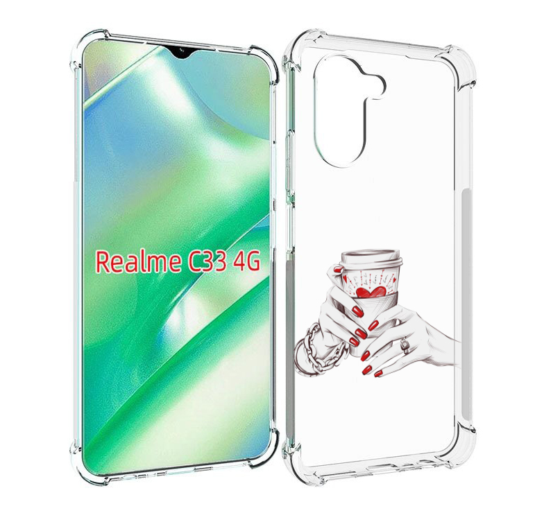 

Чехол MyPads Любовный-стакан для Realme C33 4G, Прозрачный, Tocco