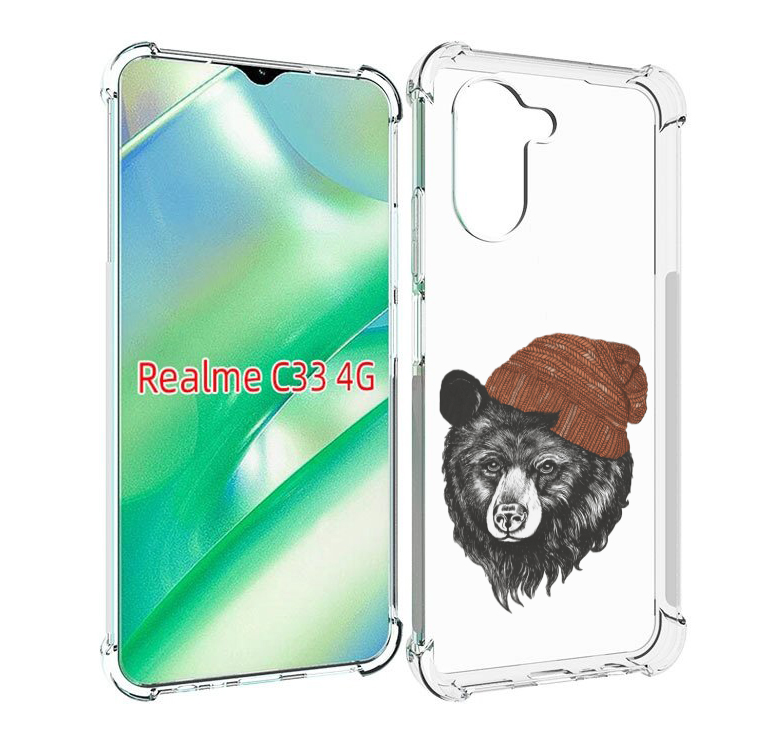 

Чехол MyPads Медведь в шапке 2 для Realme C33 4G, Прозрачный, Tocco