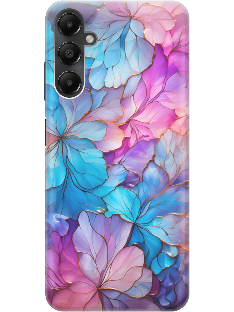 

Силиконовый чехол на Samsung Galaxy A05s с рисунком "Цветочный витраж", Голубой;розовый, 20001456