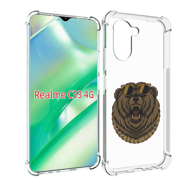 

Чехол MyPads Медведь-в-очках-2 для Realme C33 4G, Прозрачный, Tocco
