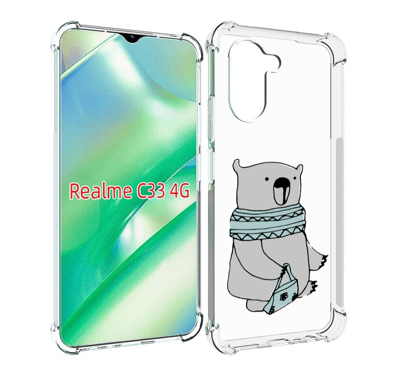 

Чехол MyPads Модный медведь для Realme C33 4G, Прозрачный, Tocco