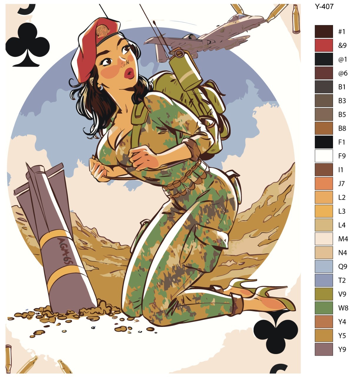 

Картина по номерам BRUSHES-PAINTS Y-407, Девушка на военной службе. 23 февраля