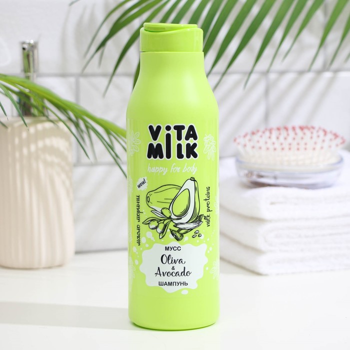 Шампунь для волос VitaMilk Мусс олива и авокадо 400 мл