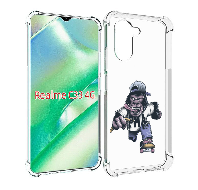 

Чехол MyPads Обезьяна на скейте для Realme C33 4G, Прозрачный, Tocco