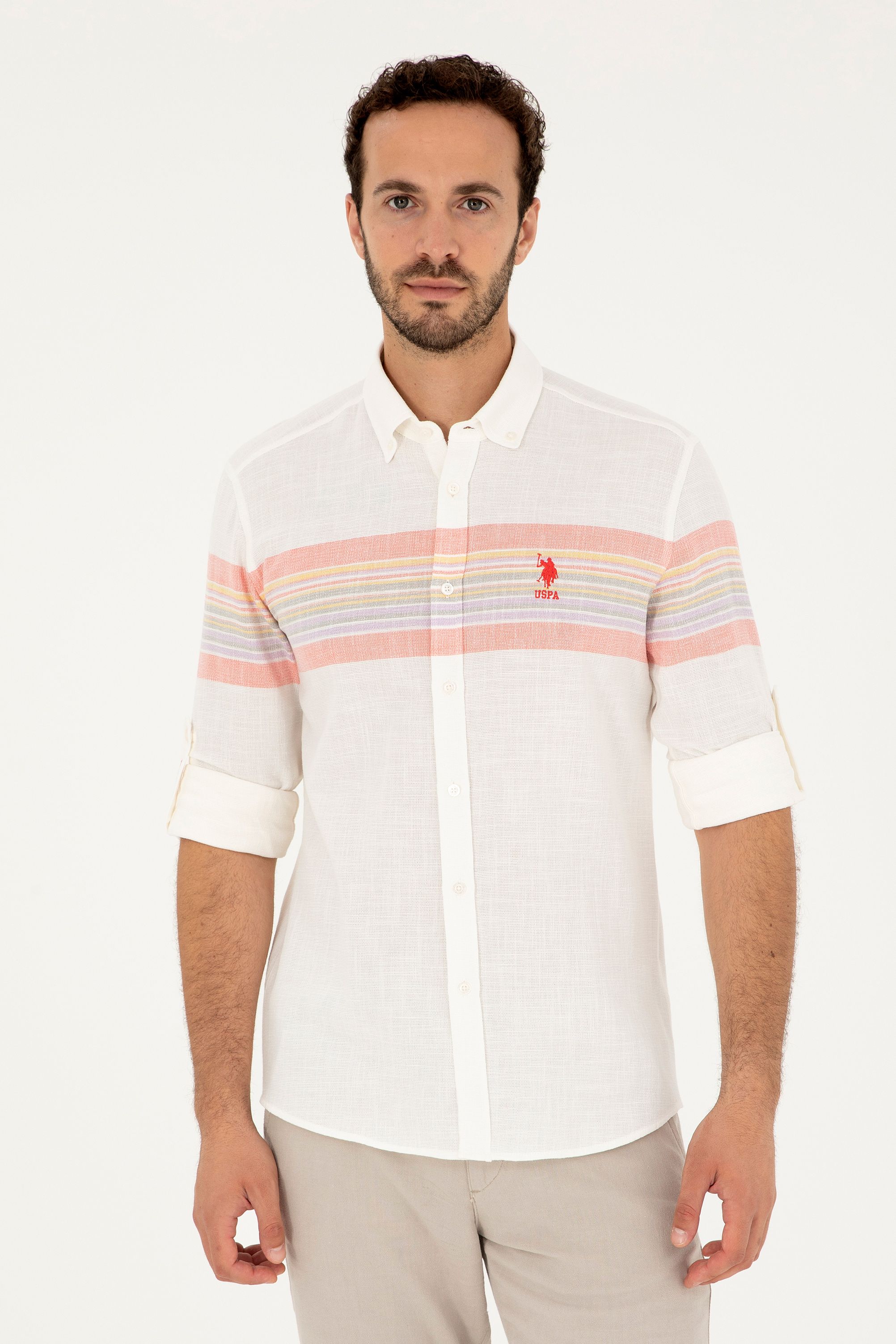 

Рубашка мужская US Polo Assn G081SZ0040LEVI белая M, Белый, G081SZ0040LEVI