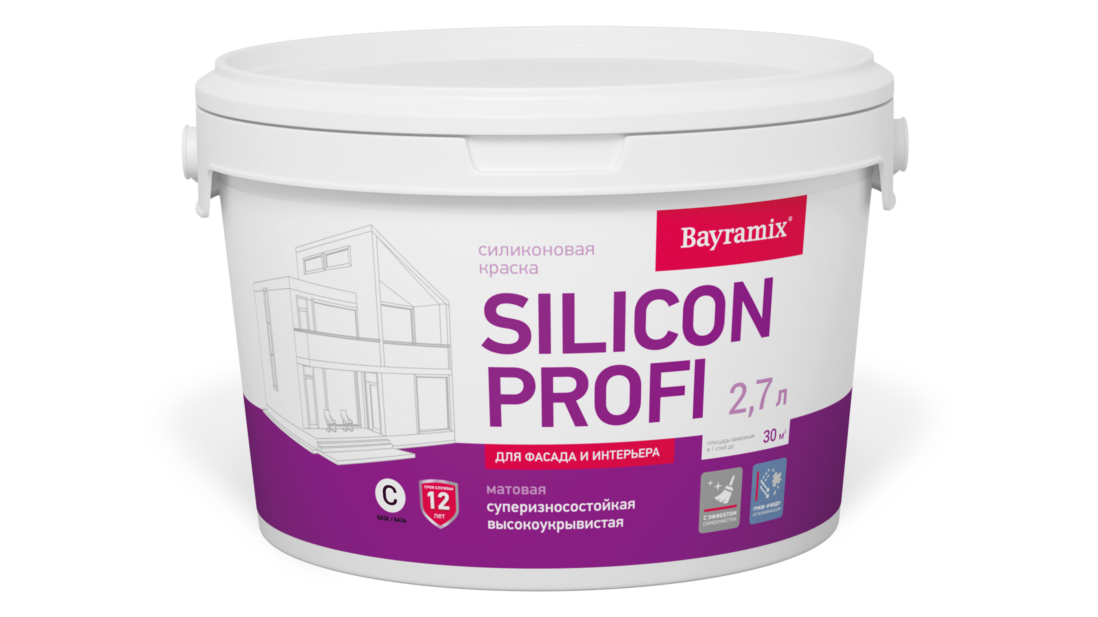 фото Краска bayramix silicon profi база с, силиконовая, 2,7 л