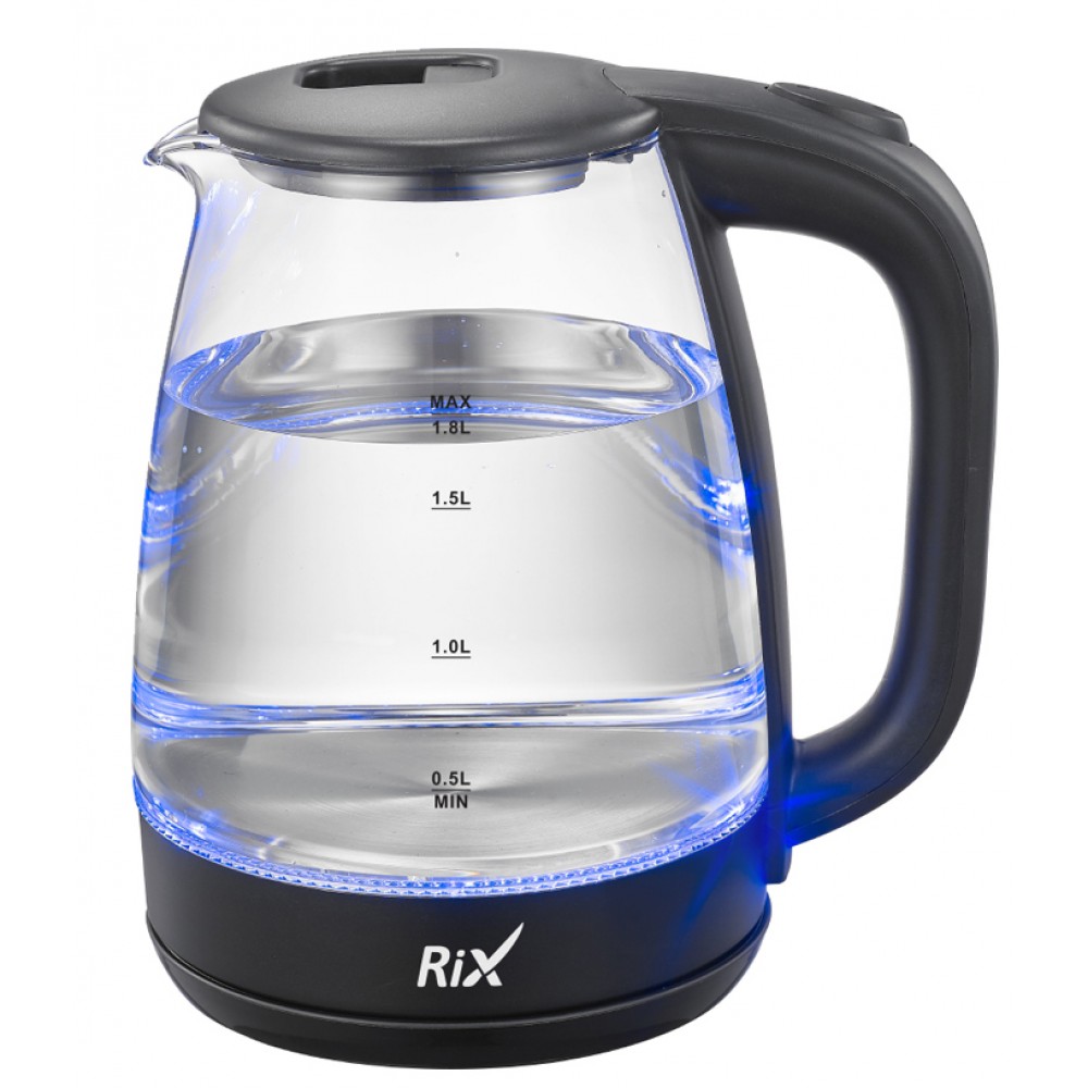 Чайник электрический RIX RKT-1820G 1.8 л прозрачный, черный