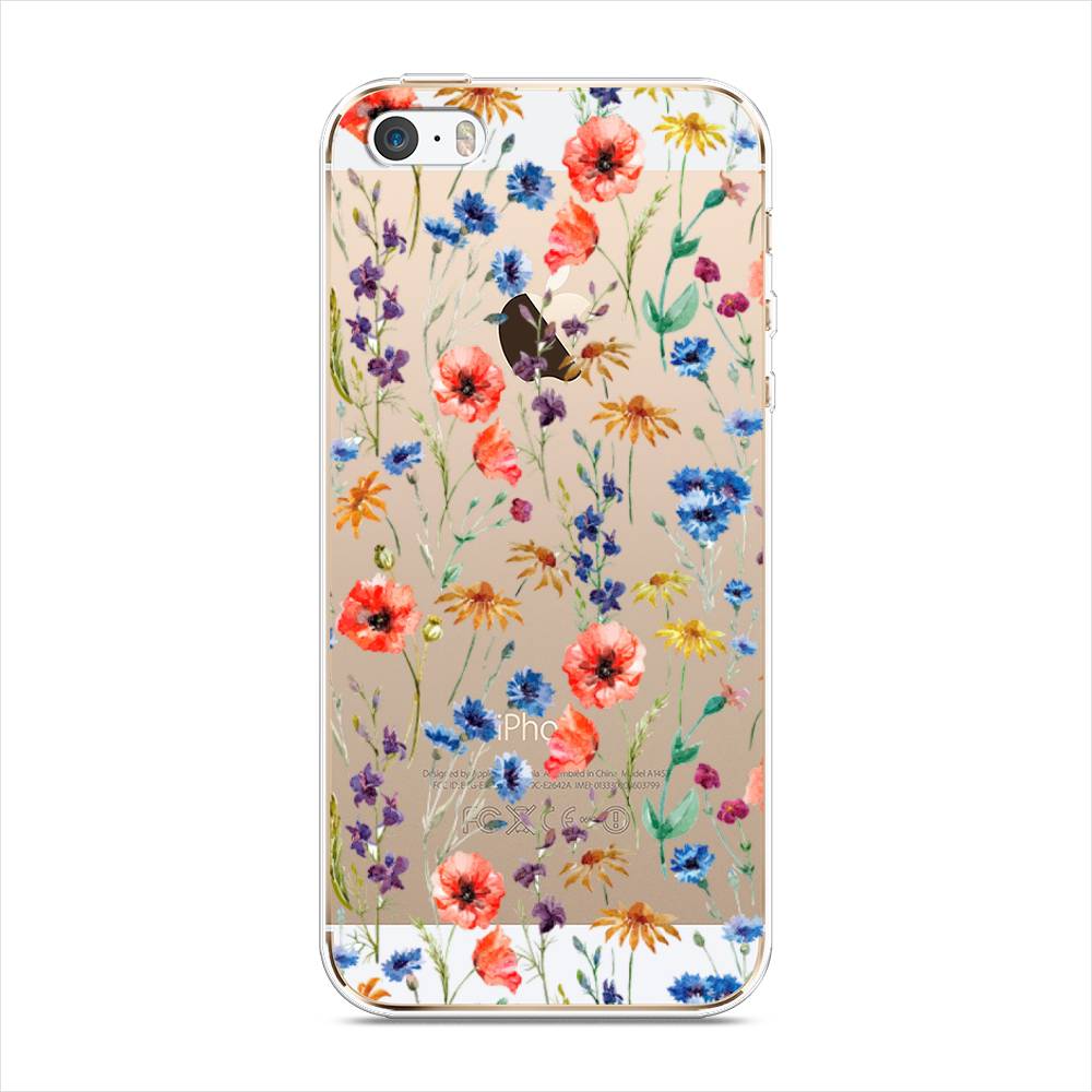 

Чехол Awog на Apple iPhone 5/5S/SE / Айфон 5/5S/SE "Маки и васильки фон", 10350-8
