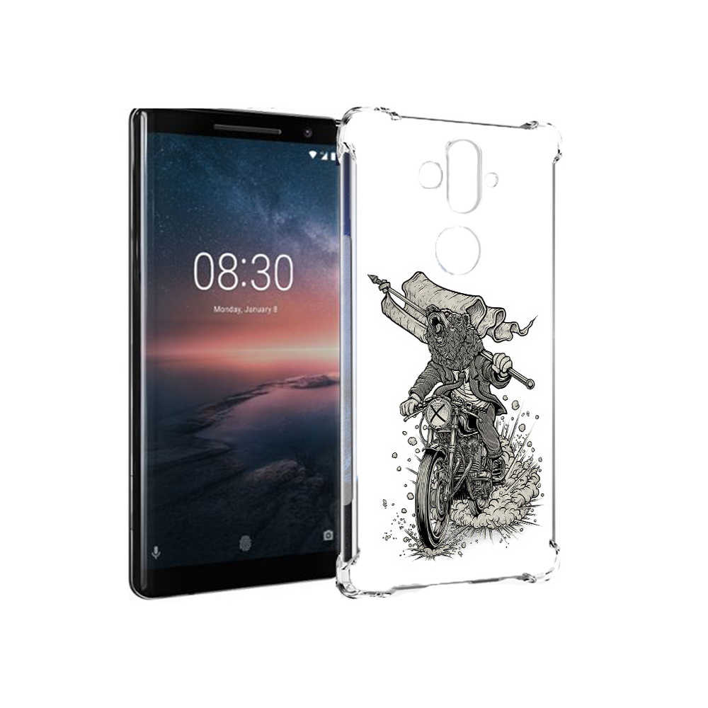 Чехол MyPads Tocco для Nokia 8 Sirocco медведь на мотоцикле (PT101581.91.467)