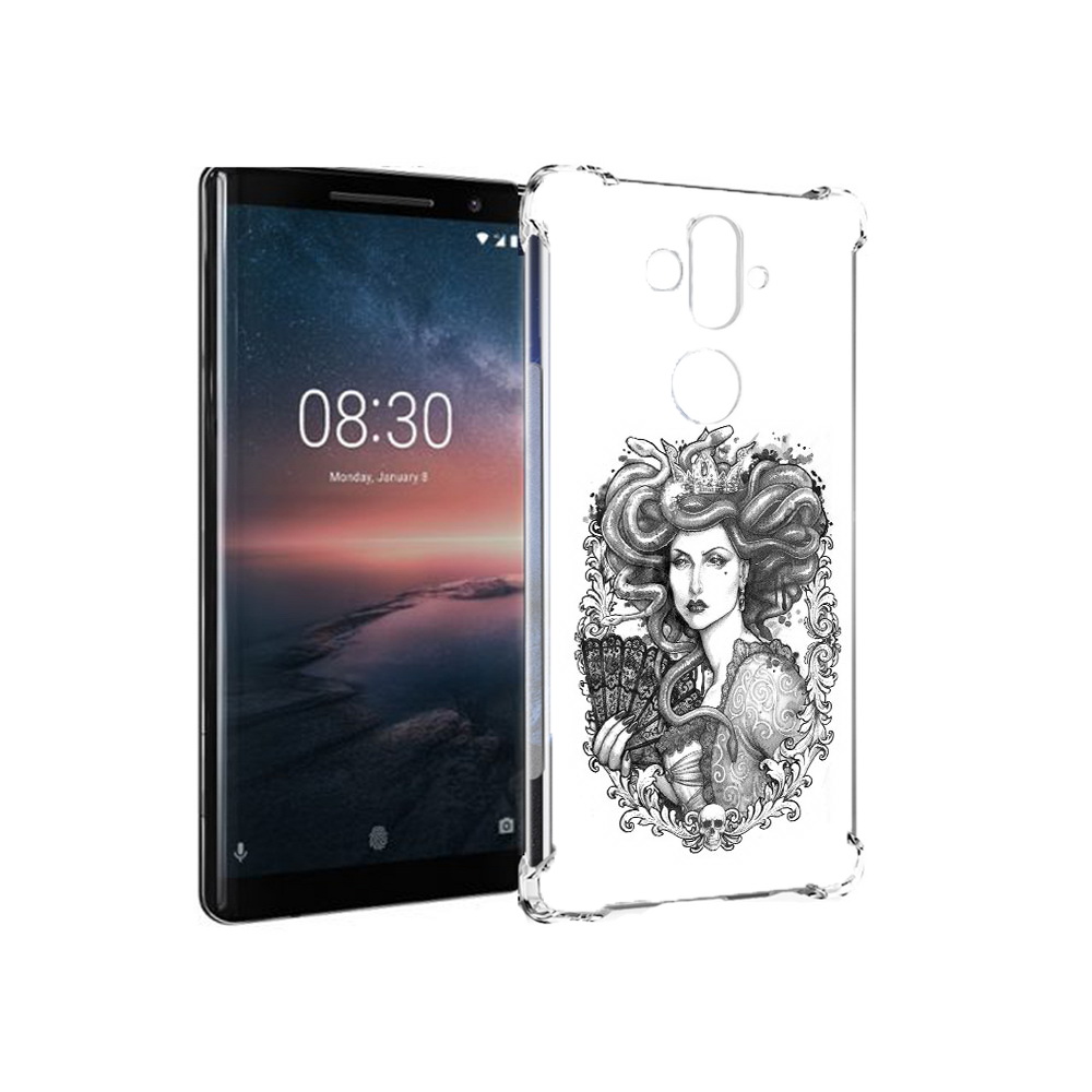 

Чехол MyPads Tocco для Nokia 8 Sirocco медуза черно белый (PT101581.91.472), Прозрачный, Tocco