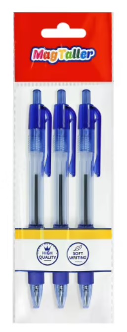 Набор ручек шариковых Mag Taller автоматические, синие, 0,7 мм, 3 шт.